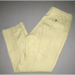 Brooks Brothers 346 100% Linen Straight Leg Khaki Trousers Men's  38 X 32